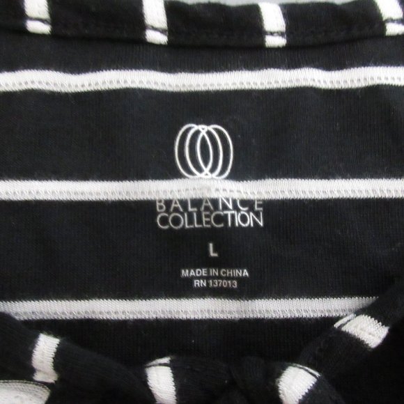 Balance Collection Dress Size Large Black White Scalloped Stripe Size 3/4 Sleeve - Picture 3 of 8